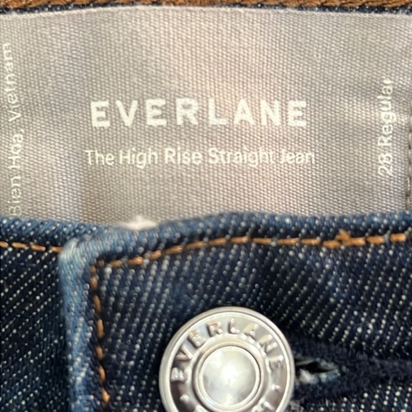 Everlane NWOT High Rise Straight Jeans Raw Hem Ankle crop Size 28